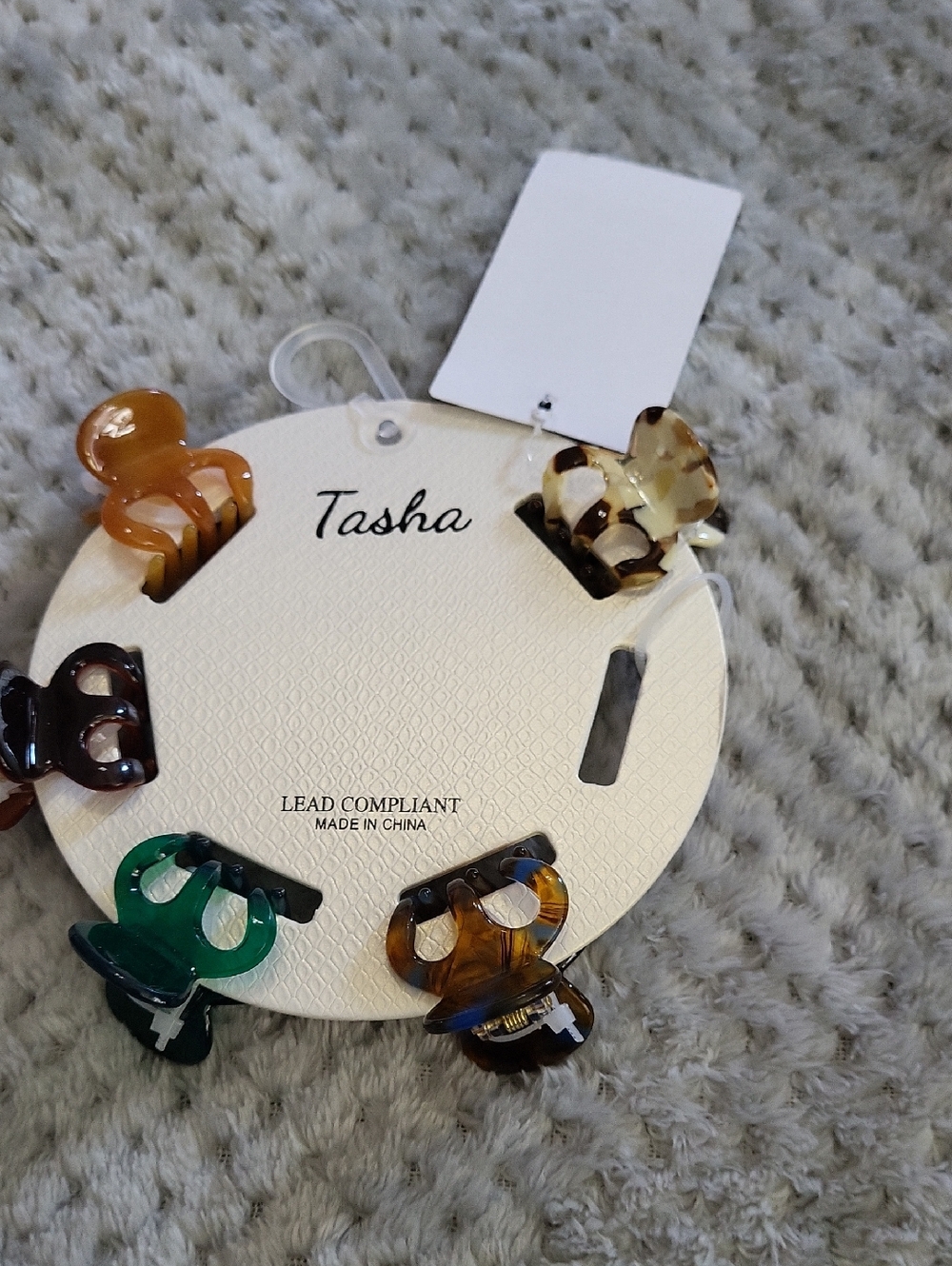New Tasha Mini Claw Clip Set in Amber, Tortoise, Green and Brown 5pc